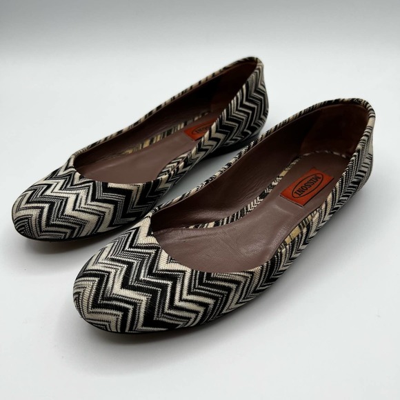 Missoni Chevron Zig Zag Round Toe Fabric Flats Size 7.5 - Picture 1 of 8